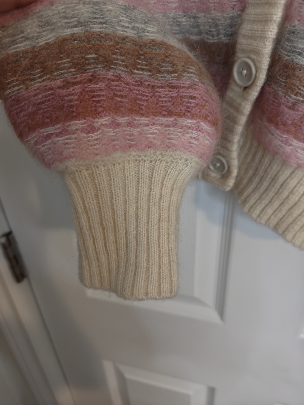 Aritzia Wifred Multicolor Striped Long Sleeve V-Neck Cardigan Mohair Blend M - Picture 7 of 14